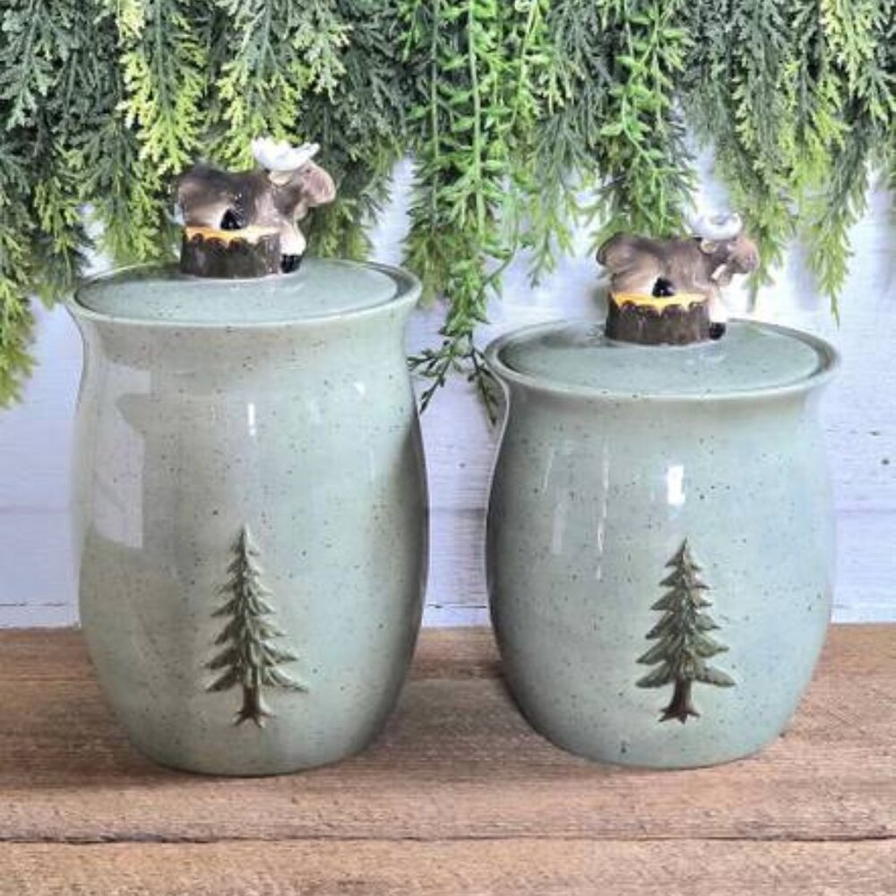 Big Sky Carvers Phyllis Driscoll Mountain Mooses Tree Canister Set Bearfoots
